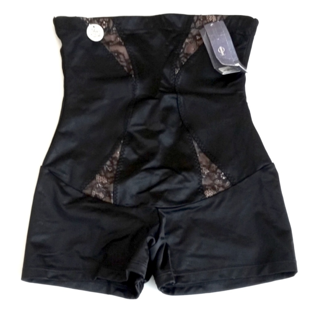 Jennifer Lopez Black Satin Nude High Waisted Body Shaping Nylon Blend Boyshort S